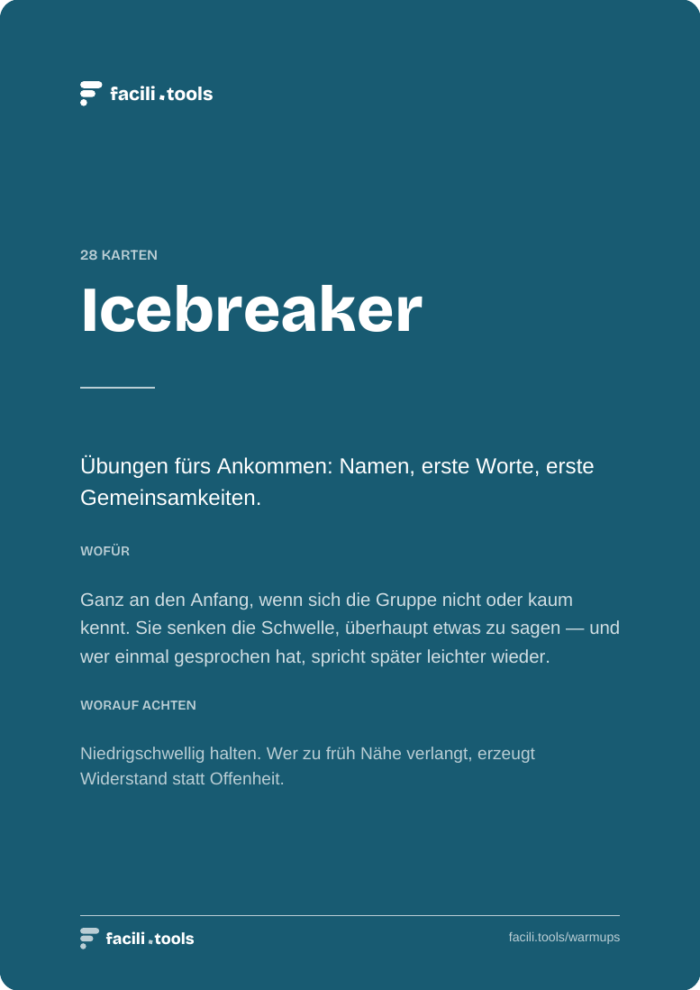 Beispielkarte aus dem Warmup-Deck: Trennkarte je Kategorie