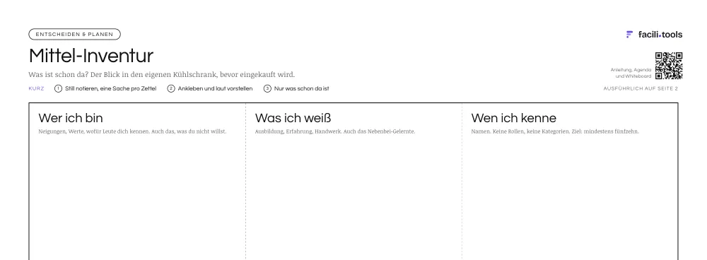 Ausschnitt aus der Vorlage Mittel-Inventur mit Titel und den ersten Feldern
