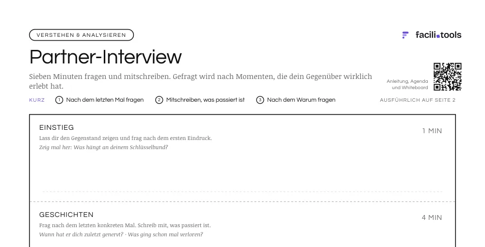 Ausschnitt aus der Vorlage Partner-Interview mit Titel und den ersten Feldern