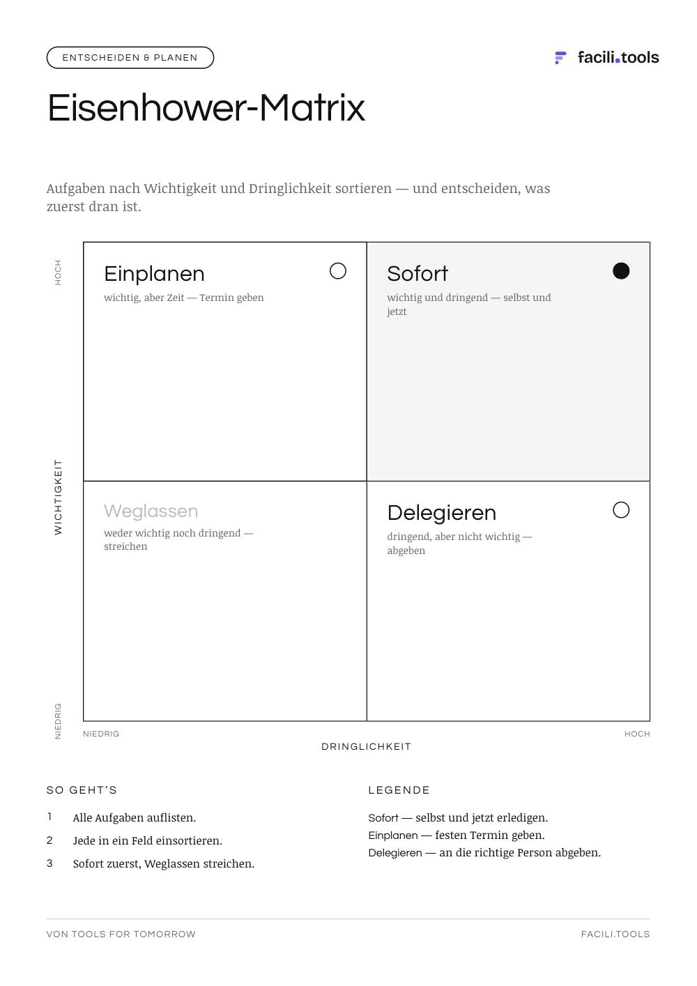 Vorschau des Bogens Eisenhower-Matrix