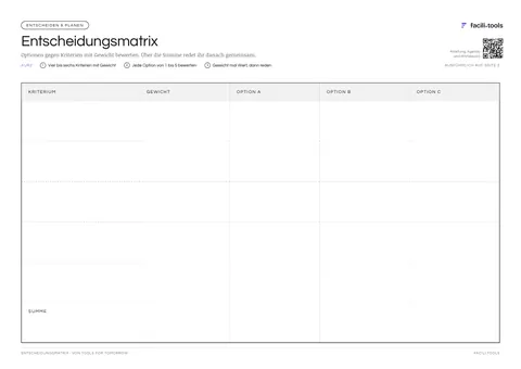 Vorschau der Vorlage Entscheidungsmatrix