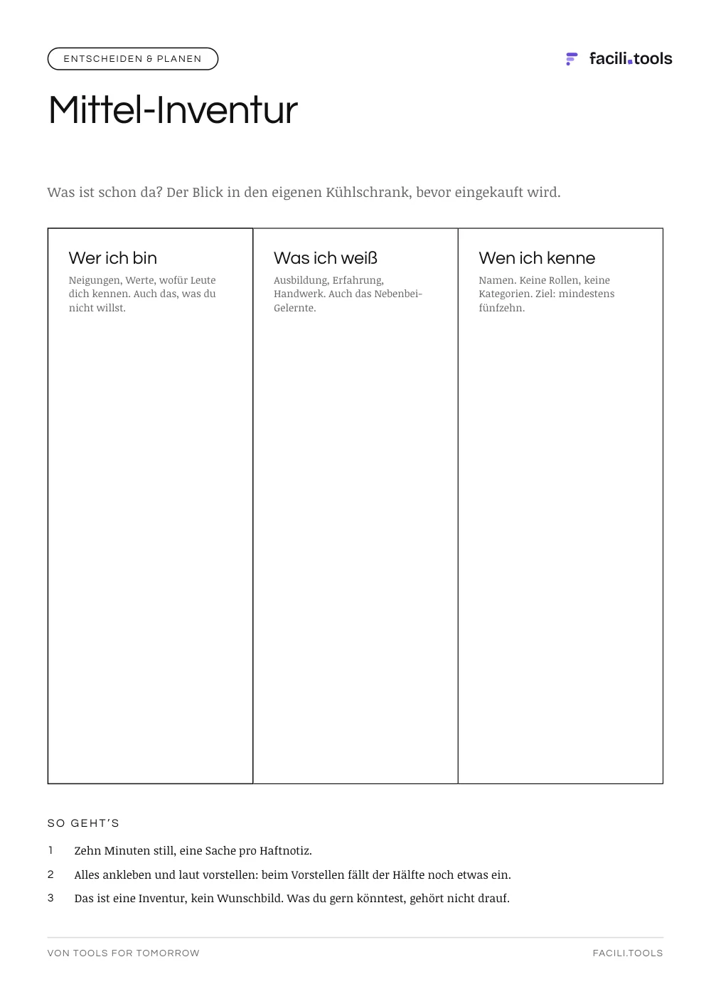Vorschau des Bogens Mittel-Inventur